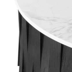 CCF6478-NI Porcelain Round marble Coffee Table - Black - Furniture Castle