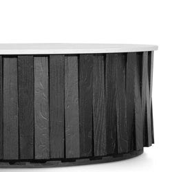CCF6478-NI Porcelain Round marble Coffee Table - Black - Furniture Castle