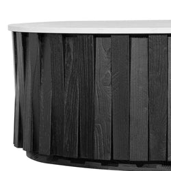 CCF6478-NI Porcelain Round marble Coffee Table - Black - Furniture Castle