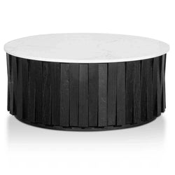 CCF6478-NI Porcelain Round marble Coffee Table - Black - Furniture Castle
