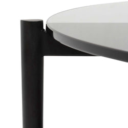 CCF6525-IG Round Grey Glass Coffee Table - Black - Furniture Castle
