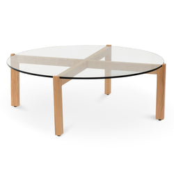 CCF6730-DW 103cm Round Glass Top Coffee Table - Furniture Castle