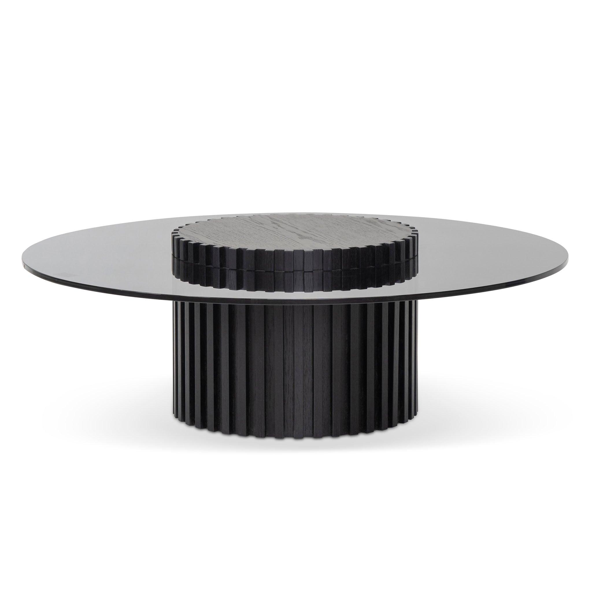 CCF6987-CN 1.1m Round Glass Cofee Table - Black - Furniture Castle