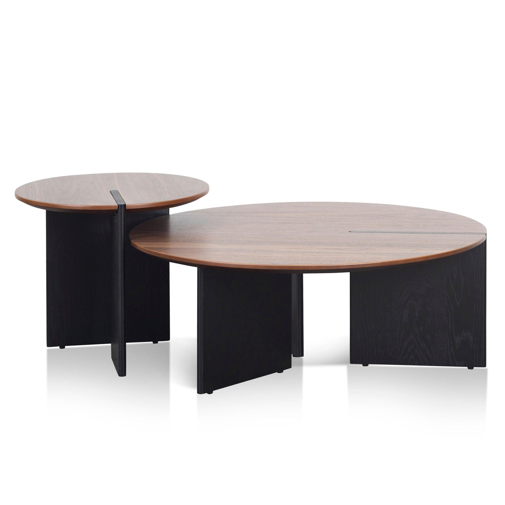 CCF8059-KD-CF8060-KD Nest of Light Walnut Coffee Table - Black Legs - Furniture Castle
