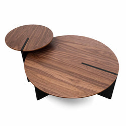 CCF8059-KD-CF8060-KD Nest of Light Walnut Coffee Table - Black Legs - Furniture Castle