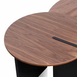 CCF8059-KD-CF8060-KD Nest of Light Walnut Coffee Table - Black Legs - Furniture Castle