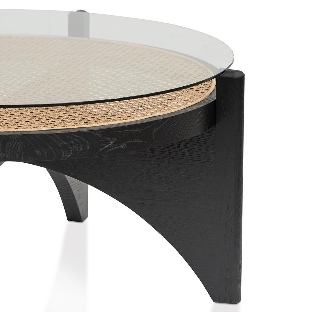 CCF8141-NI 96cm Round Glass Coffee Table - Black - Furniture Castle