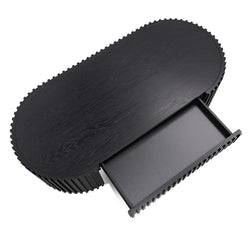 CCF8489-CN 1.3m Oval Coffee Table - Full Black Oak - Furniture Castle