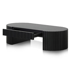 CCF8489-CN 1.3m Oval Coffee Table - Full Black Oak - Furniture Castle