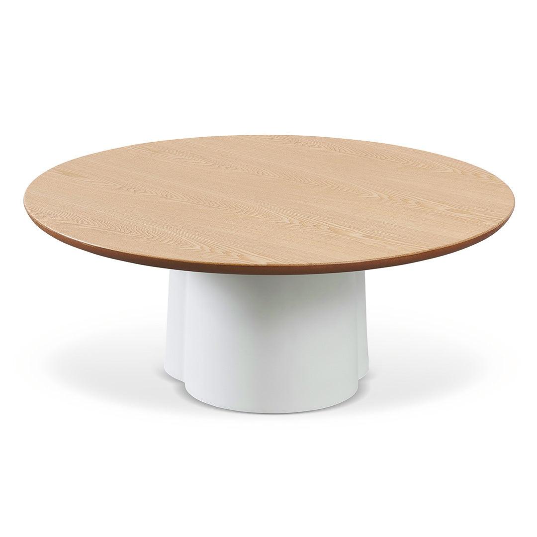 CCF8496-SD 80cm Round Natural Coffee Table - White - Furniture Castle