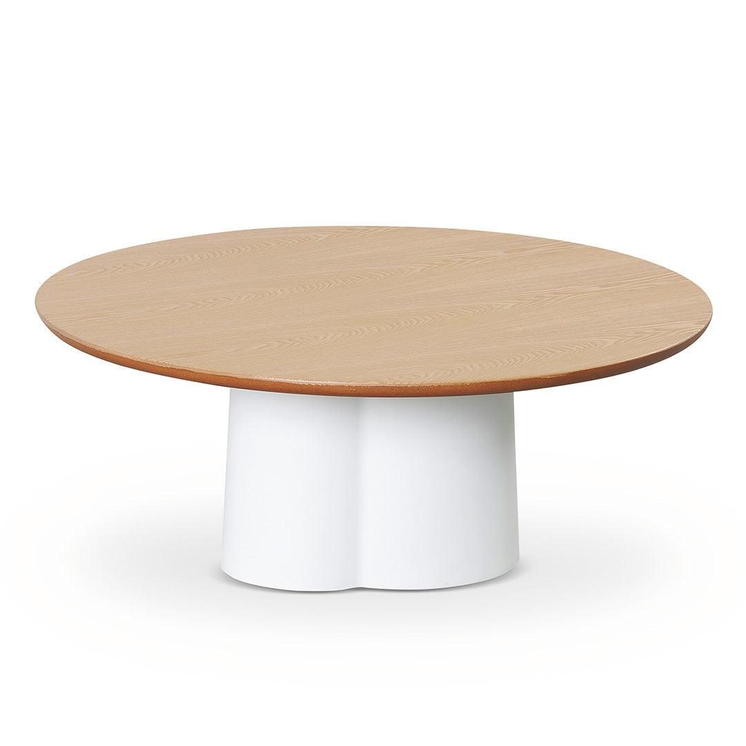 CCF8496-SD 80cm Round Natural Coffee Table - White - Furniture Castle