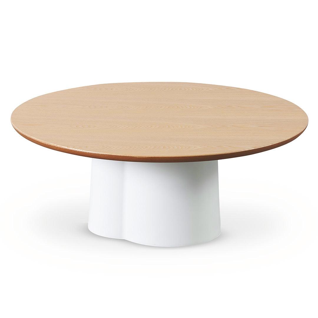 CCF8496-SD 80cm Round Natural Coffee Table - White - Furniture Castle