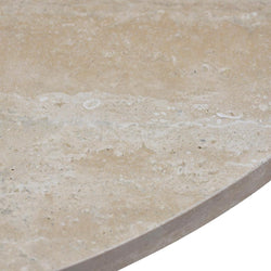 CCF8666-NI Travertine Marble 100cm Round Coffee Table - White Wash - Furniture Castle