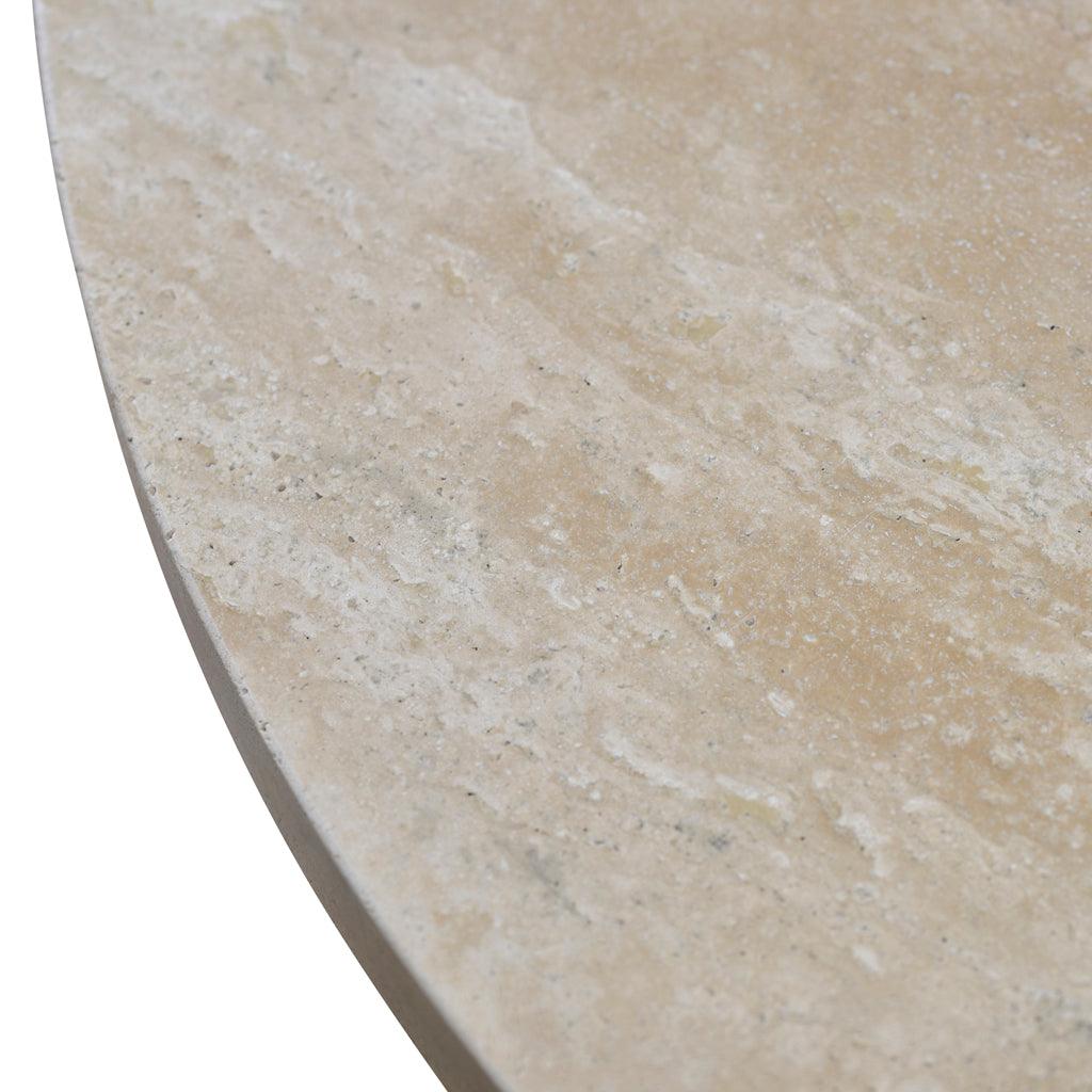 CCF8666-NI Travertine Marble 100cm Round Coffee Table - White Wash - Furniture Castle