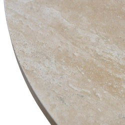CCF8666-NI Travertine Marble 100cm Round Coffee Table - White Wash - Furniture Castle