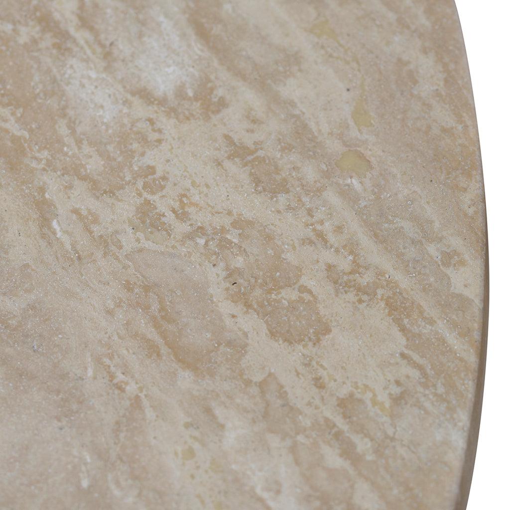 CCF8666-NI Travertine Marble 100cm Round Coffee Table - White Wash - Furniture Castle