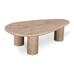 CCF8714-RB 1.2m Travertine Top Oval Coffee Table - Walnut - Furniture Castle