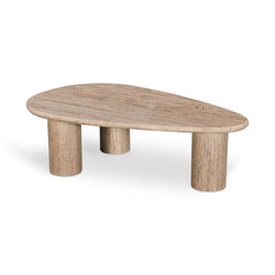 CCF8714-RB 1.2m Travertine Top Oval Coffee Table - Walnut - Furniture Castle