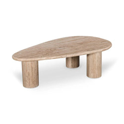 CCF8714-RB 1.2m Travertine Top Oval Coffee Table - Walnut - Furniture Castle