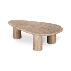 CCF8714-RB 1.2m Travertine Top Oval Coffee Table - Walnut - Furniture Castle