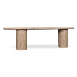 CCF8714-RB 1.2m Travertine Top Oval Coffee Table - Walnut - Furniture Castle