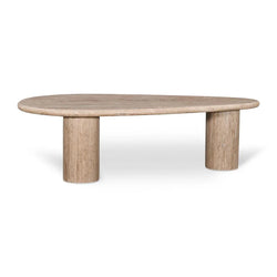 CCF8714-RB 1.2m Travertine Top Oval Coffee Table - Walnut - Furniture Castle