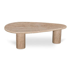 CCF8714-RB 1.2m Travertine Top Oval Coffee Table - Walnut - Furniture Castle