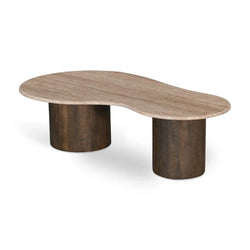 CCF8715-RB 1.2m Travertine Top Coffee Table - Walnut - Furniture Castle
