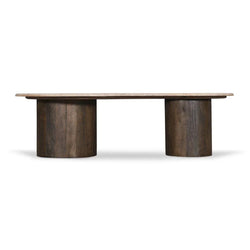 CCF8715-RB 1.2m Travertine Top Coffee Table - Walnut - Furniture Castle