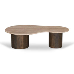 CCF8715-RB 1.2m Travertine Top Coffee Table - Walnut - Furniture Castle