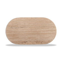 CCF8716-RB 1.2m Travertine Top Oval Coffee Table - Walnut - Furniture Castle