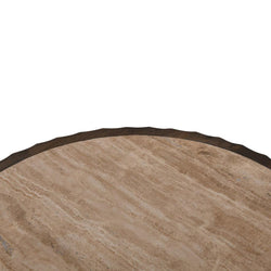 CCF8724-RB 89cm Travertine Top Round Coffee Table - Walnut - Furniture Castle