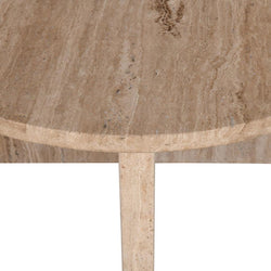 CCF8727-RB 90cm Travertine Top Round Coffee Table - Furniture Castle