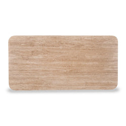 CCF8729-RB 1.2m Travertine Top Coffee Table - White Base - Furniture Castle