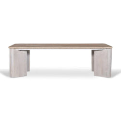 CCF8729-RB 1.2m Travertine Top Coffee Table - White Base - Furniture Castle