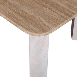 CCF8729-RB 1.2m Travertine Top Coffee Table - White Base - Furniture Castle