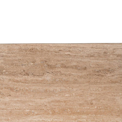 CCF8729-RB 1.2m Travertine Top Coffee Table - White Base - Furniture Castle