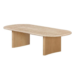 CCF8739-KK 1.5m Travertine Top Coffee Table - Creme Ash - Furniture Castle