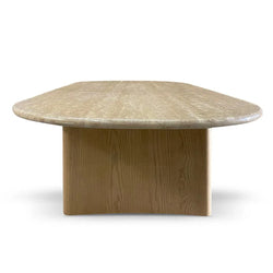 CCF8739-KK 1.5m Travertine Top Coffee Table - Creme Ash - Furniture Castle