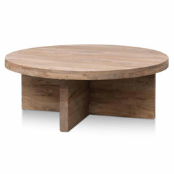 CDT6563 100cm Round Coffee Table - Natural-Thick Base - Furniture Castle