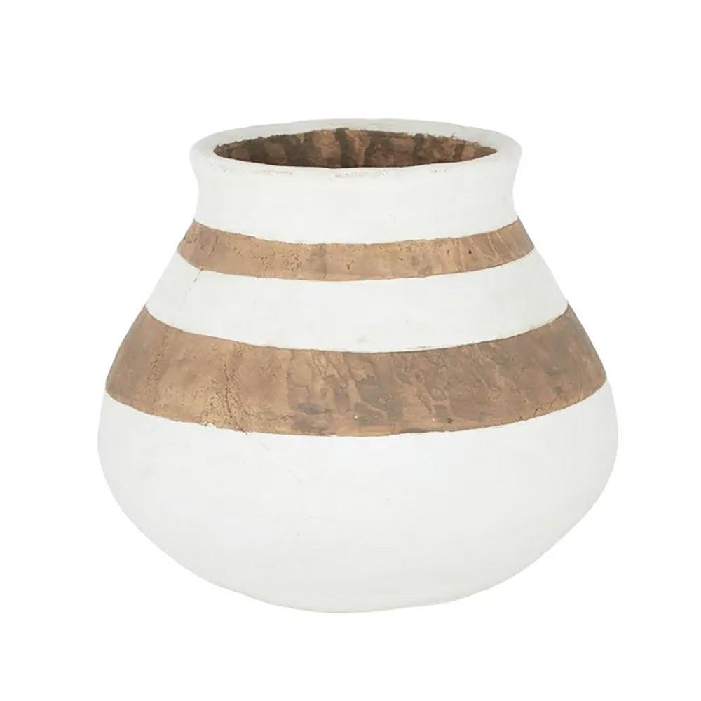 Circlet Terracotta Vase White 29x24.5cm - Furniture Castle