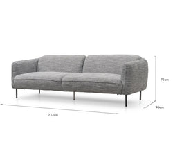 CLC2294-IG 3 Seater Sofa - Dark Spec Grey - Furniture Castle