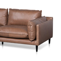 CLC6247-KSO 4 Seater Left Chaise Leather Sofa - Saddle Brown - Furniture Castle