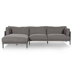 CLC6435-KSO 4 Seater Left Chaise Fabric Sofa - Graphite Grey - Furniture Castle
