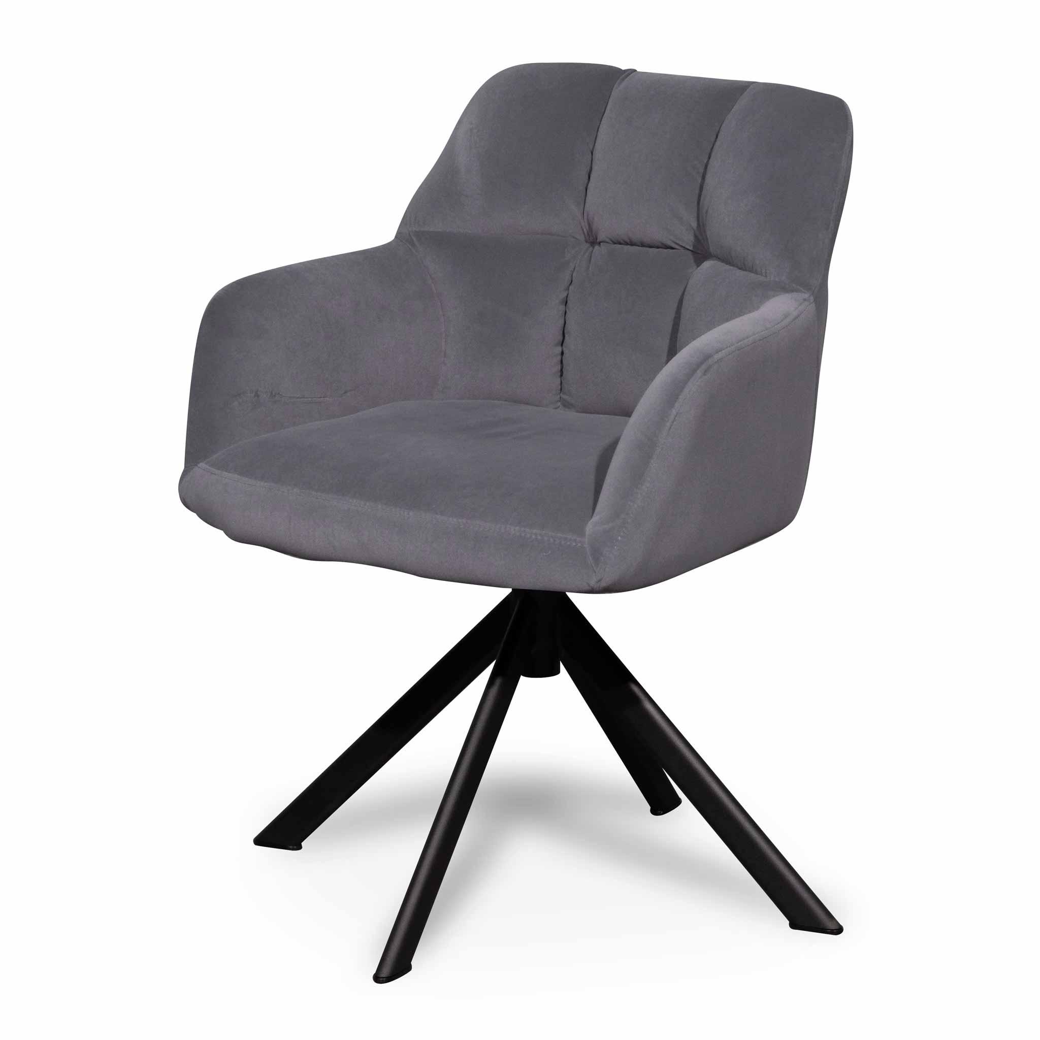 CLC6560-LF Visitor Chair - Dark Grey Velvet with Black Legs - Furniture Castle