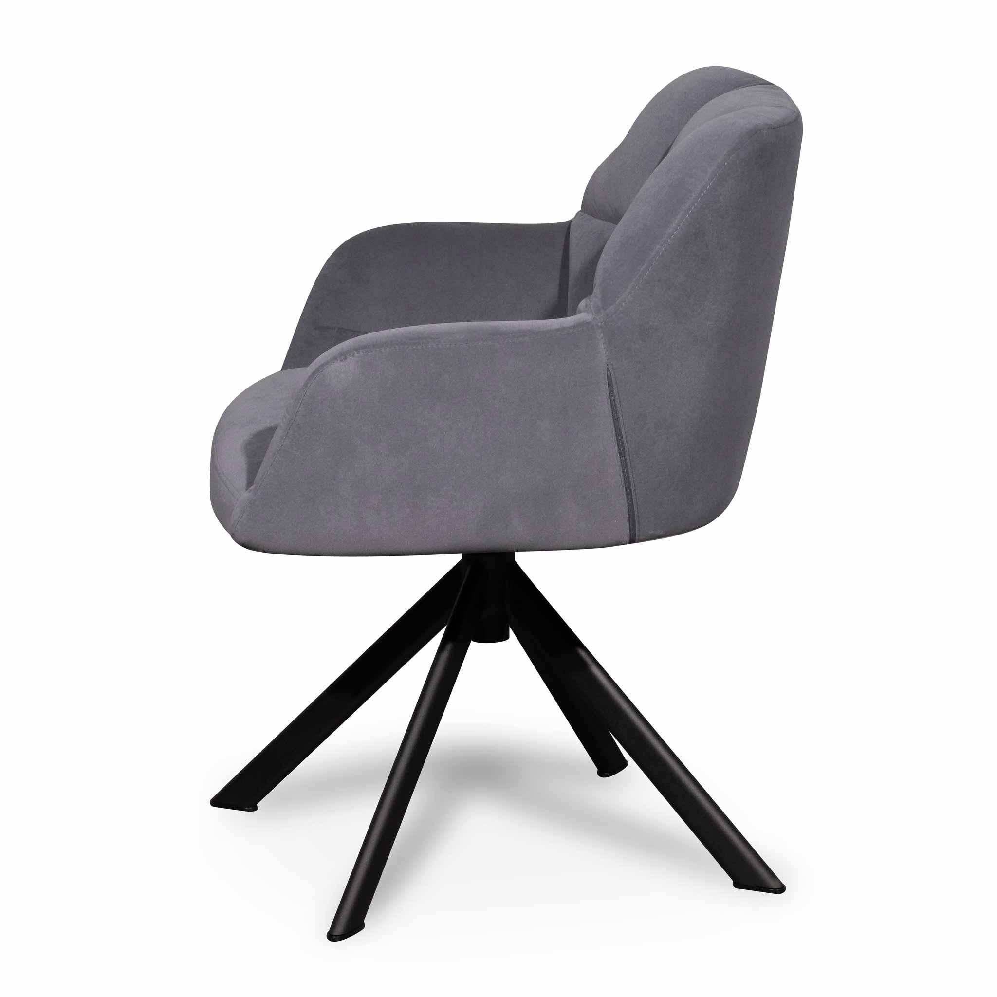 CLC6560-LF Visitor Chair - Dark Grey Velvet with Black Legs - Furniture Castle