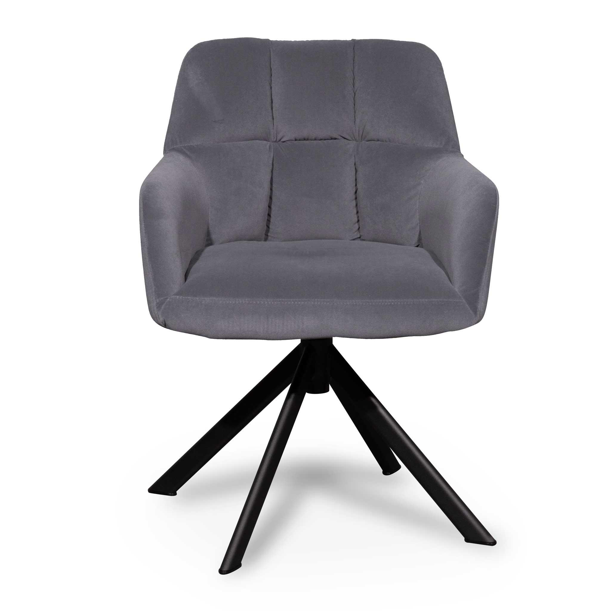 CLC6560-LF Visitor Chair - Dark Grey Velvet with Black Legs - Furniture Castle