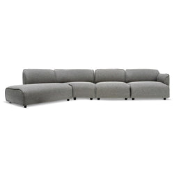 CLC6966-KSO Right Return Modular Fabric Corner Sofa - Graphite Grey - Furniture Castle