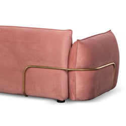 CLC8180-IG 3 Seater Sofa - Blush Pink Velvet With Brass Frame - Furniture Castle