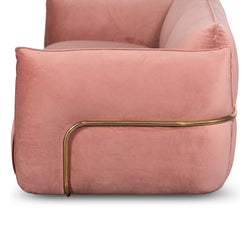 CLC8180-IG 3 Seater Sofa - Blush Pink Velvet With Brass Frame - Furniture Castle